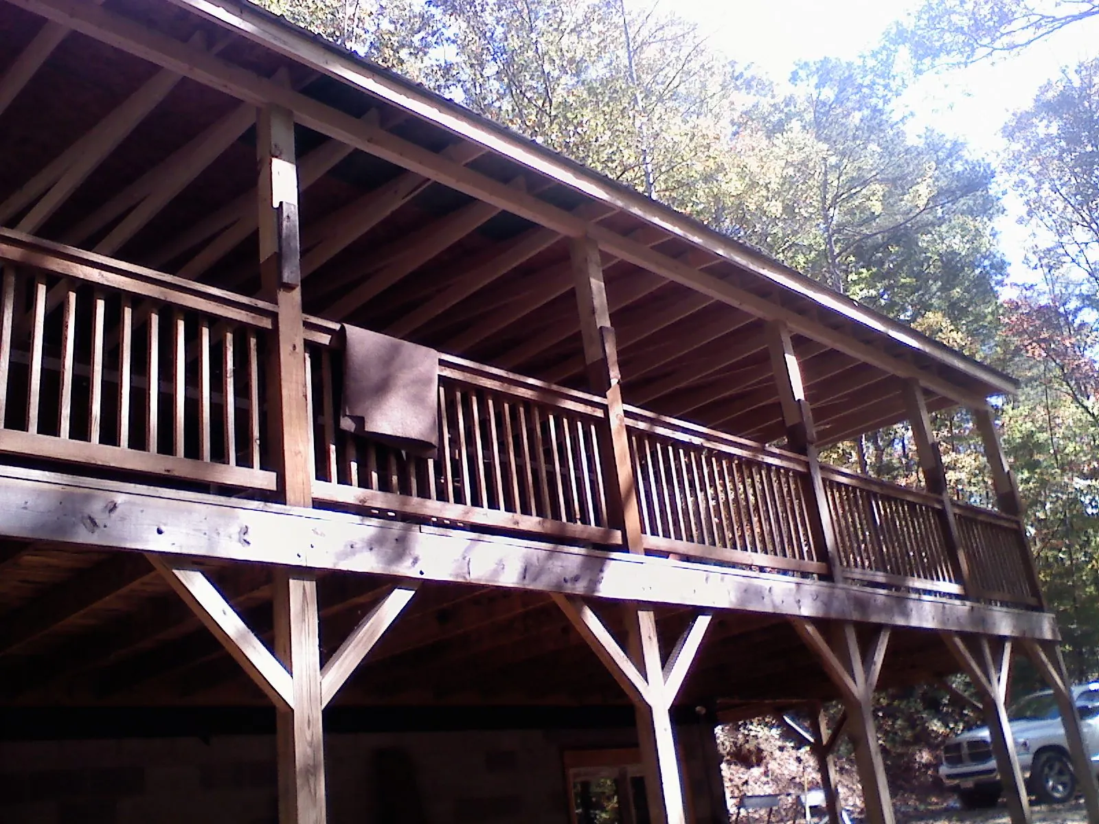 Timber framing under a new elevated porch and deck — Roof Leak Repair in Calimesa by Roofing Brothers
